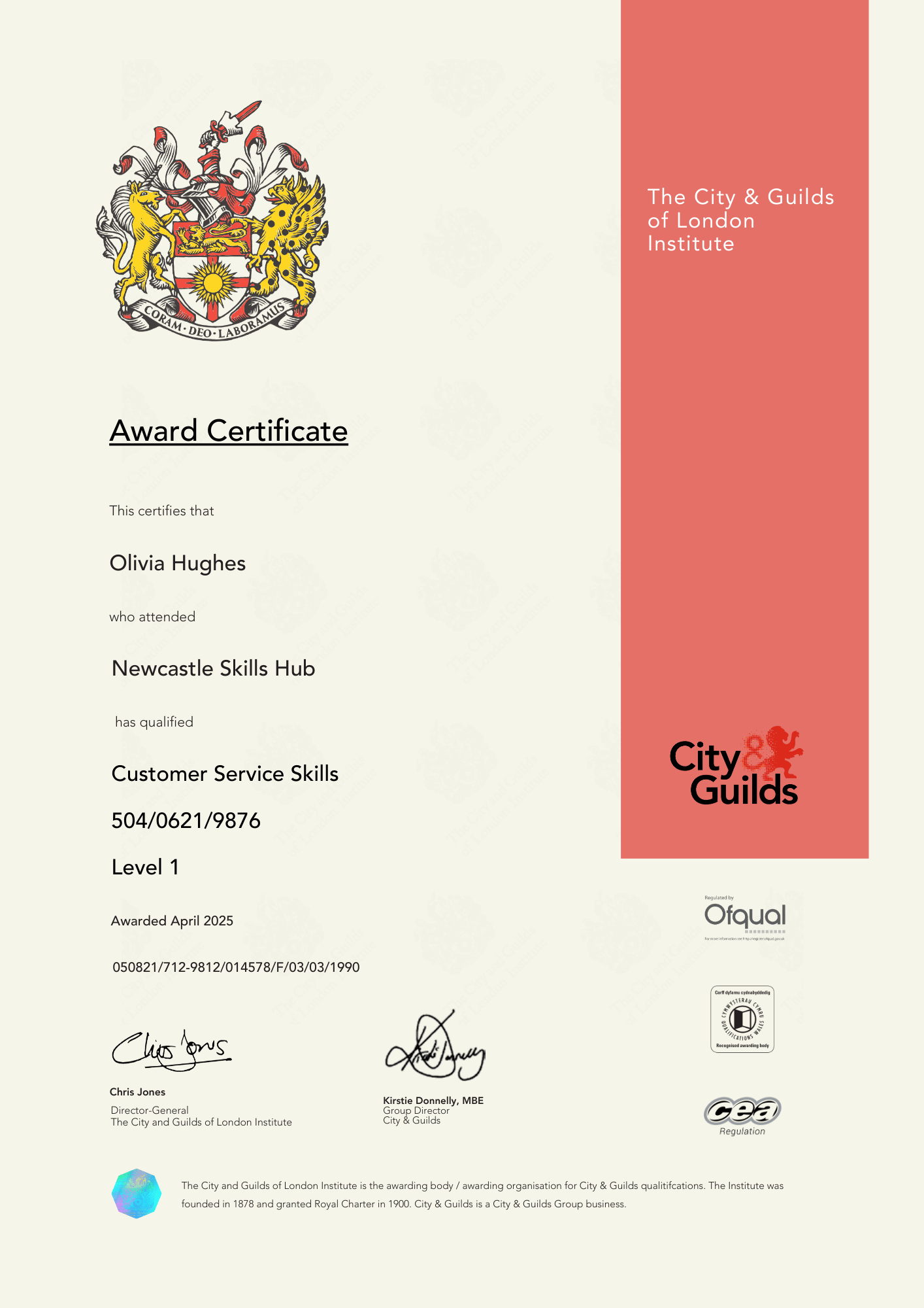 Printable City & Guilds Certificate Template